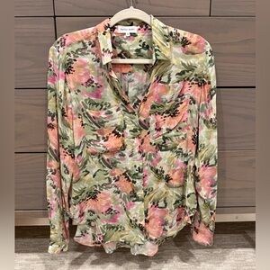 Bella Dahl Floral Print Button Front Hipster Shirt Blouse Top Size Small